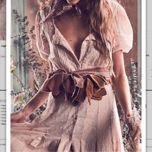 Loveshackfancy wide waist belt frontier velvet dusty rose pink fits one size